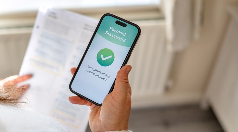 Taxpayer viewing IRS payment on cellphone
