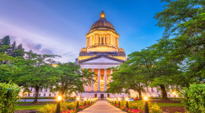 Washington state capital at dusk