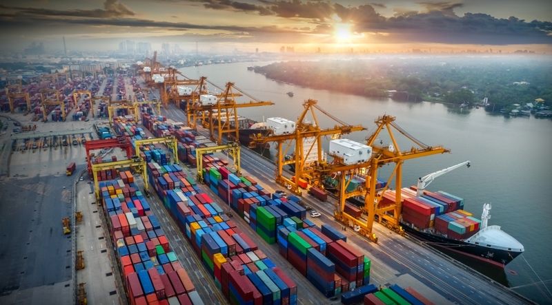 Ships waiting to load cargo amid CBP tariff environment