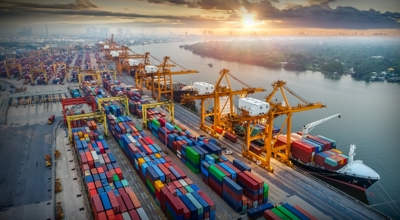 Ships waiting to load cargo amid CBP tariff environment