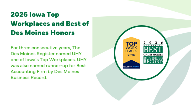 UHY Earns 2026 Iowa Top Workplaces and Best of Des Moines Honors